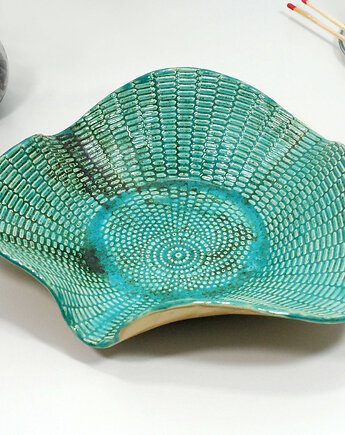 Duża misa dekoracyjna - turkusowa muszla, 10FingersArt