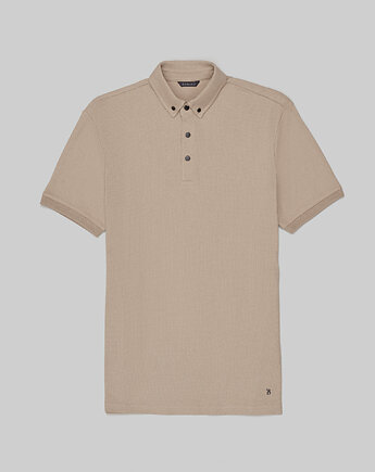 Męska koszulka polo corio beżowy, OSOBY - Prezent dla Chłopaka