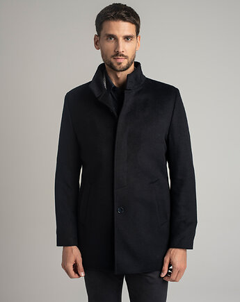 Męski płaszcz wełniany rivara granatowy, BORGIO