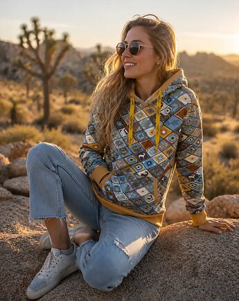 Bluza kangurka "Navajo" z musztardą - unisex, Funaticos