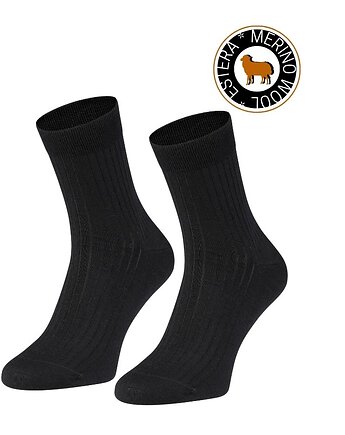 Czarne męskie skarpetki z wełny merynosa, EsteraShop
