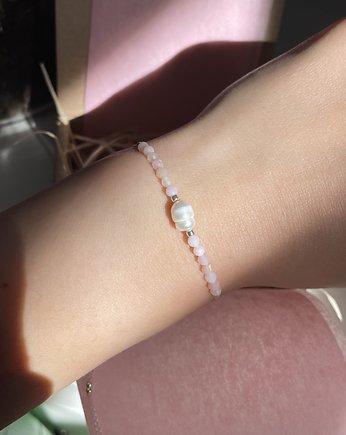 Bransoletka na jedwabnej nici Opal różowy perły, Mystic Girl