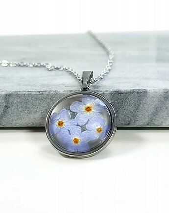 Naszyjnik niezapominajka unikat prezent kwiaty, Lovely Jewellery