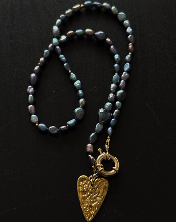 Naszyjnik unikat Granatowe Perły, Chmolowska Jewellery