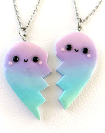 Pastelowy Naszyjnik 2 Połówki Serca, OMIFIMO