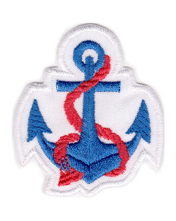 Naszywka naprasowanka KOTWICA NIEBIESKO-CZERWONA termo haft 6x6,5cm, Wyszywane