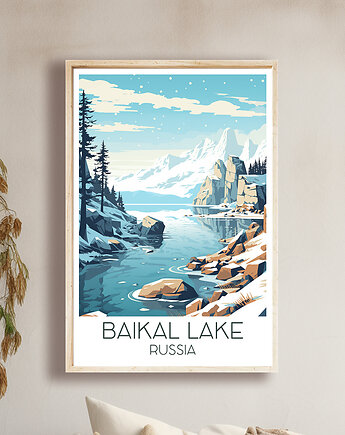 Rosja - Jezioro Bajkał - Plakat, pamiątka dla podróżnika, Black Sapphire Art