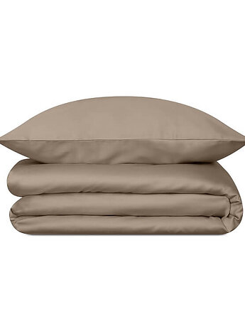 Pościel satynowa taupe, White pocket