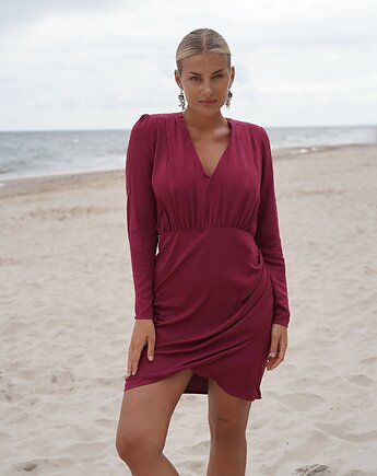 CS  - Premium  Rubinowa elegancka sukienka Dalia, CS