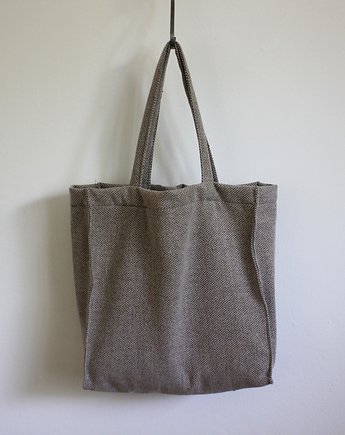 Torba na zakupy; bawełnina, beżowa, handmade, Szczypta