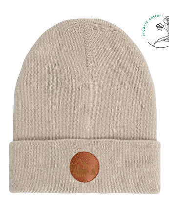 Czapka beanie z bawełny organicznej beżowa, KABAK