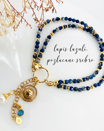 Bransoletka LAPIS LAZULI z perłą i zawieszką, Anemon Atelier