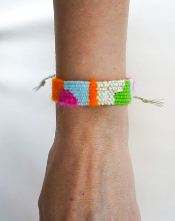 Bransoletka tkana na krośnie - "Abstrakcja", Słońcem Tkane