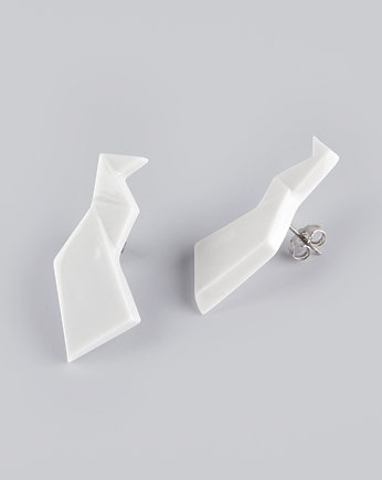 Kolczyki z Porcelany Origami Paw Białe, StehlikDesign
