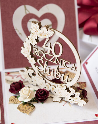 40 rocznica ślubu, rubinowe gody, exploding box, kartka 3d, Papiernik