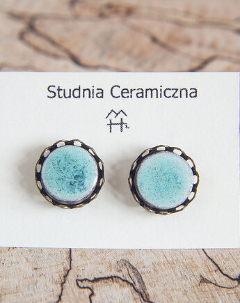 Kolczyki ceramiczne w oprawie z antycznego brązu, studnia ceramiczna