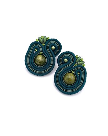 Kolczyki sutasz zielone sztyfty Largo z unakitem małe lekkie, Katrina Rossa