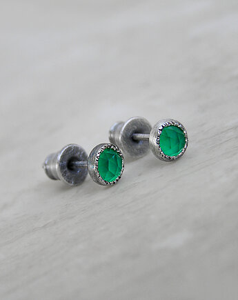 Kolczyki z zielonym agatem, srebro, Pastelove Jewelry