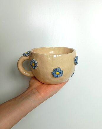 Ceramiczny ręcznie robiony kubek w kwiatki, Ceramic Reve