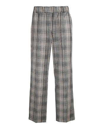 CS PREMIUM - Damskie wiskozowe spodnie w szarą kratę typu cygaretki, CS