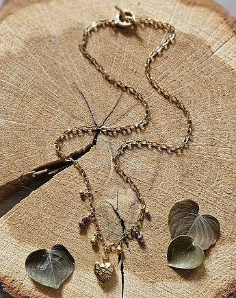 Naszyjnik z serduszkiem, granatem i hematytem, REVEAL