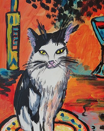 Obraz do salonu portret kota, alice oil on canvas