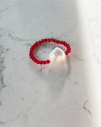 Pierścionek elastyczny Agat czerwony, Chmolowska Jewellery