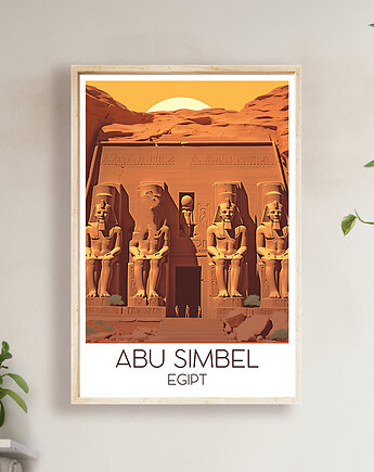 Egipt - Abu Simbel - Plakat, pamiątka dla podróżnika, Black Sapphire Art