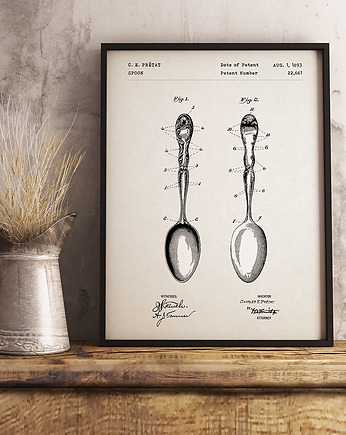 Łyżka - patent - plakat vintage, minimalmill