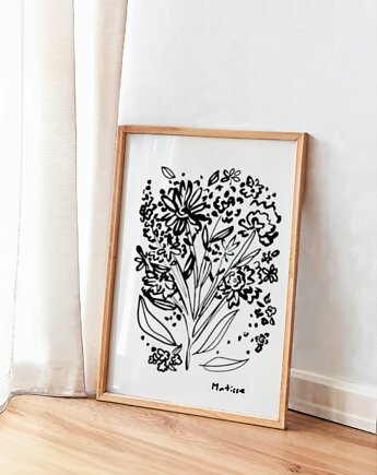 Plakat bukiet kwiatów Matisse rysunek, black dot studio