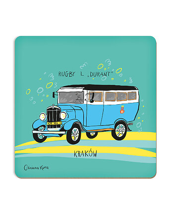 Podkładka pod kubek Kraków Autobus Rugby L "Durant", Gliniana Kura