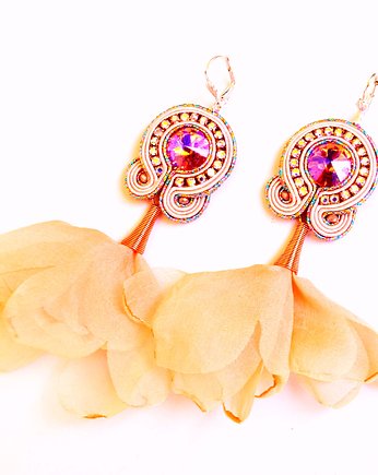 Sutaszowe kolczyki  ROSE APRICOT, Sylwia Żak