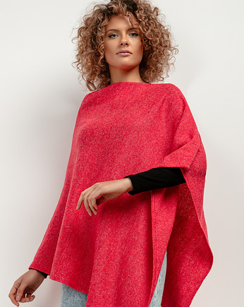 Ponczo z dzianiny swetrowej, T419, one size, czerwony, TESSITA