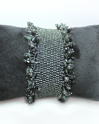 Bransoletka srebrna, tkana, Joyas Bizuteria