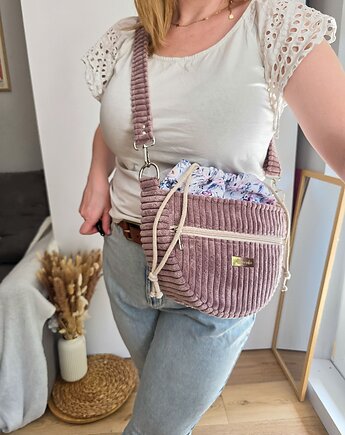 Torebka Półokrągła Listonoszka MOON w kwiaty (torebka z kominem), Poplećmy Sobie