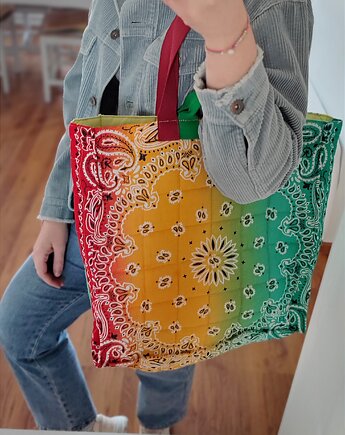 Duża torba na ramię Tęczowa, Natty design