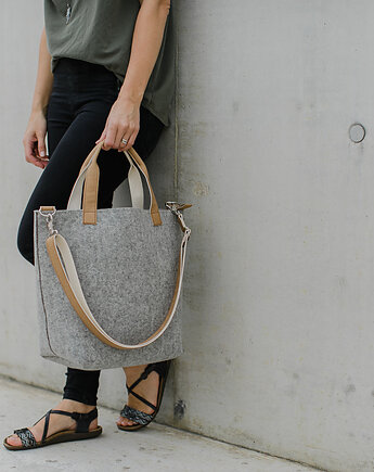 Marmollada - torebka filcowa śr SZARA + B do ręki, marmollada