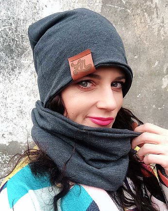 Cienka czapka unisex przejściowa grafitowa, ŁAP NAS