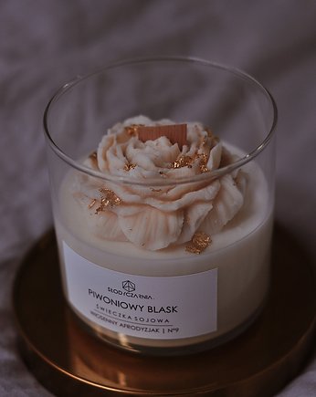 Świeca sojowa Piwoniowy Blask  gold 350 ml, Słodyczarnia