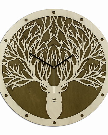 DEKORACYJNY ZEGAR , JELEŃ GEOMETRYCZNY, SKANDYNAWSKI STYL M ( 50 x 50 cm ), ORNAMENTI