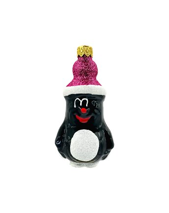 Bombka choinkowa: Krecik w brokatowej czapie: fioletowy, Syn Bombkarza