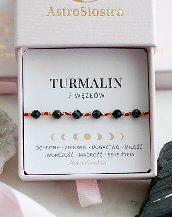 Bransoletka Ochronna 7 węzłów 4mm Turmalin z Turmalinem Ochrona Amulet, AstroSiostra