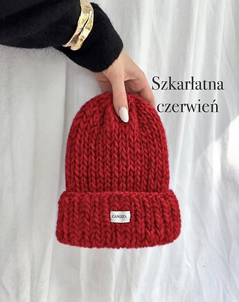 Czapka Lily 100% wełna *szkarłatna czerwień*, GANGSTA KNIT