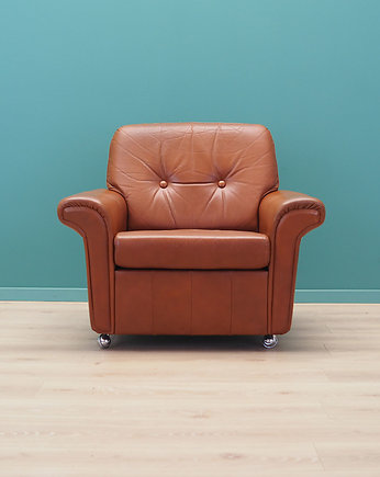 Fotel skórzany, duński design, lata 60, produkcja: Dania, Przetwory design