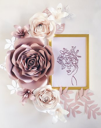 Duże kwiaty na ścianę 3d rose gold i perła, So cute So lovely