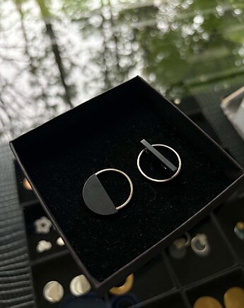 Kolczyki RING unikatowy zestaw oksydowany, Marta jewelry