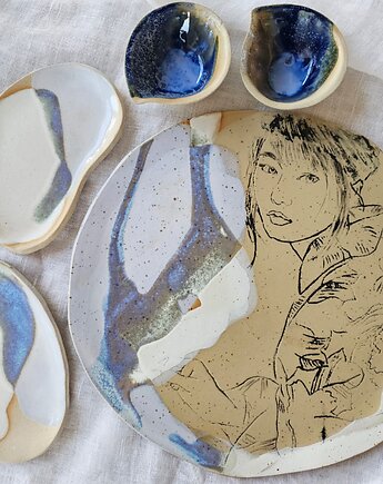 Ręcznie wykonany ceramiczny zestaw do sushi dla 2 osób, Ewa Duszka