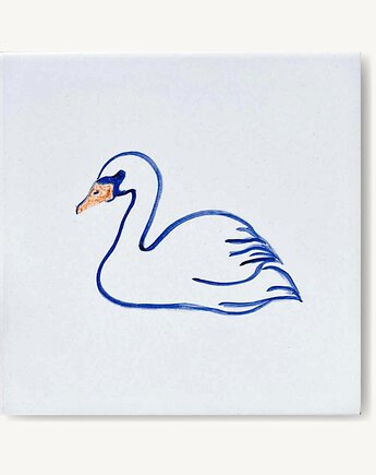 Łabędź namalowany na kafelku, AZUL kafelki