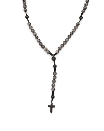 Męski różaniec - Labradoryt i Onyks, Kulka Bransoletki