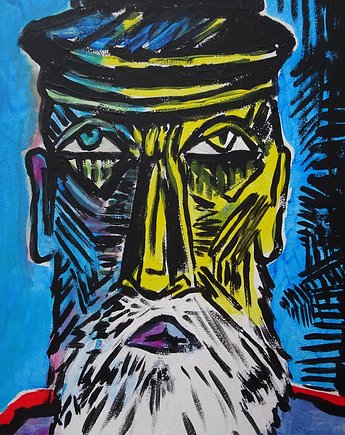 Kolorowy obraz  kubiczna twarz listonosz picasso style, alice oil on canvas